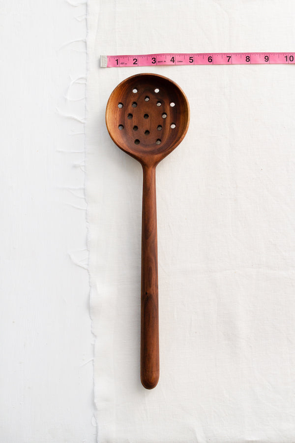 16" BLACK WALNUT WOOD COOKING SKIMMER/SLOTTED SPOON