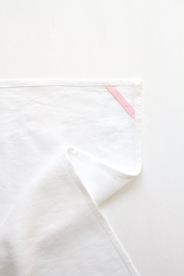 WHITE LINEN KITCHEN TOWEL (PINK CAFE LATTE EMBROIDERY)