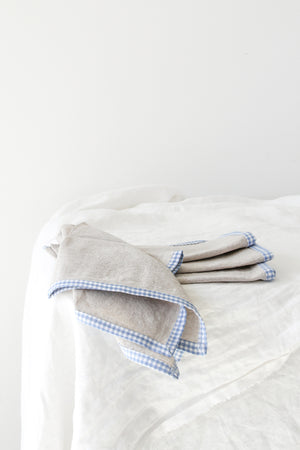 FRENCH PICNIC LINEN NAPKIN SET (BLUE GINGHAM)