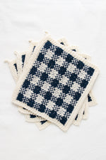 GINGHAM COTTON/LINEN HAND KNIT WASHCLOTHS (4 COLORS)