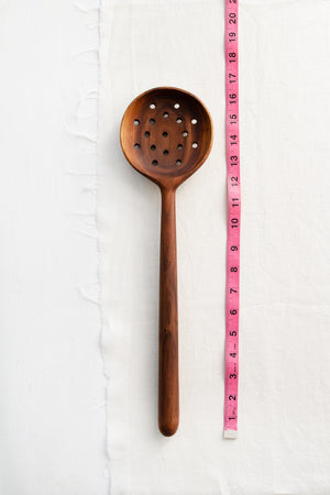 16" BLACK WALNUT WOOD COOKING SKIMMER/SLOTTED SPOON